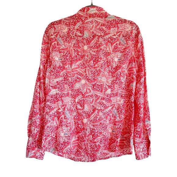 TORY BURCH PINK TROPICAL FLORAL PRINT BUTTON UP - Picture 4 of 4